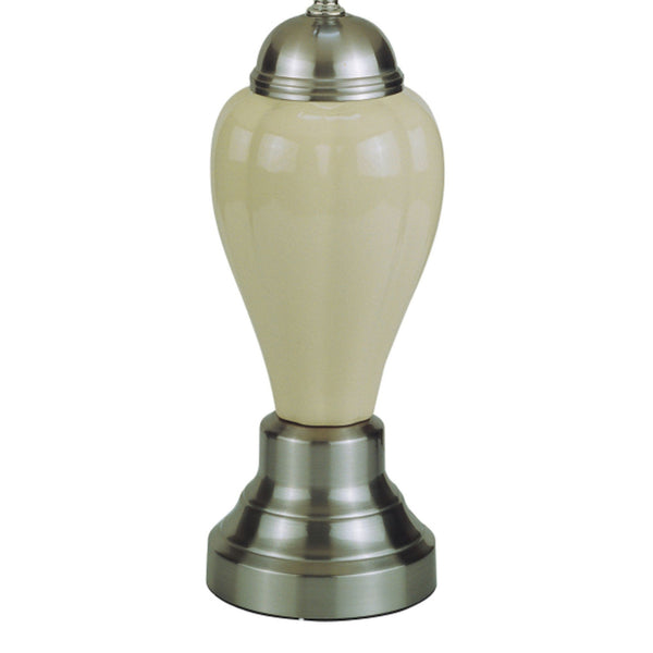 English Elm 27" Tall Ceramic Table Lamp - Elegant Urn Design With Silver/Ivory Finish & Soft Linen Shade B072116116