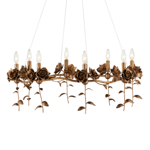Rosabel Chandelier - Whimsical Antique Brass Blooming Design for Elegant Indoor Spaces, 12"x35"