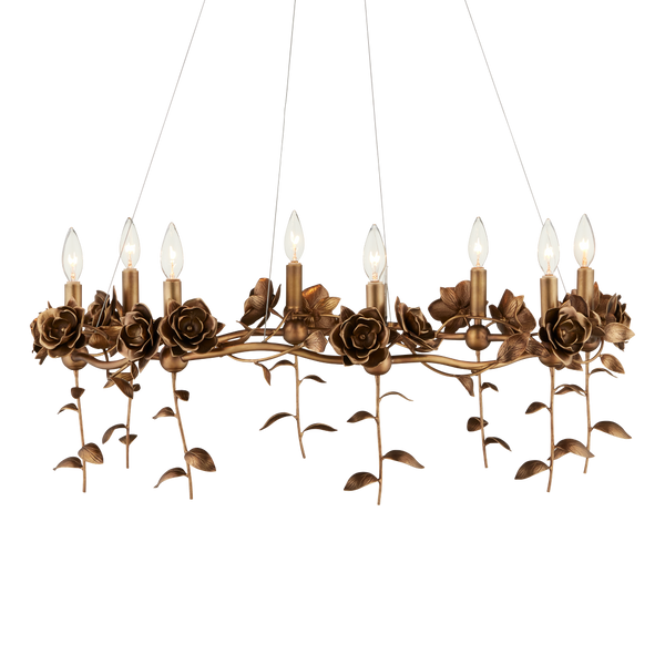 Rosabel Chandelier - Whimsical Antique Brass Blooming Design for Elegant Indoor Spaces, 12"x35"