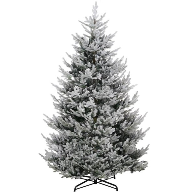 English Elm Flocked Artificial Pine Tree 9 Ft Nordic Winter Snow 1939 Tips Steel Base Indoor T3971P419188