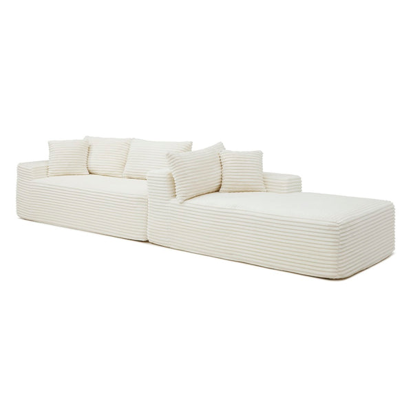 English Elm 105'' Modular Cloud Sectional with Deep Plush Corduroy Seat for Living Room Lounging W1117P377679