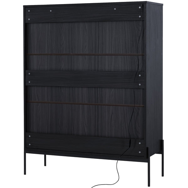 English Elm 51.2'' Freestanding Display Cabinet With Led Lighting & Adjustable Shelves - Modern Storage Solution For Home & Office N845P261794B