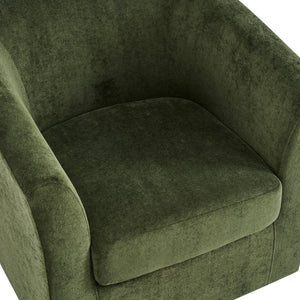 English Elm Halo Velvet Barrel Swivel Accent Chair with Bentwood Ring Base for Living Rooms Olive Green,Walnut N776P378583G