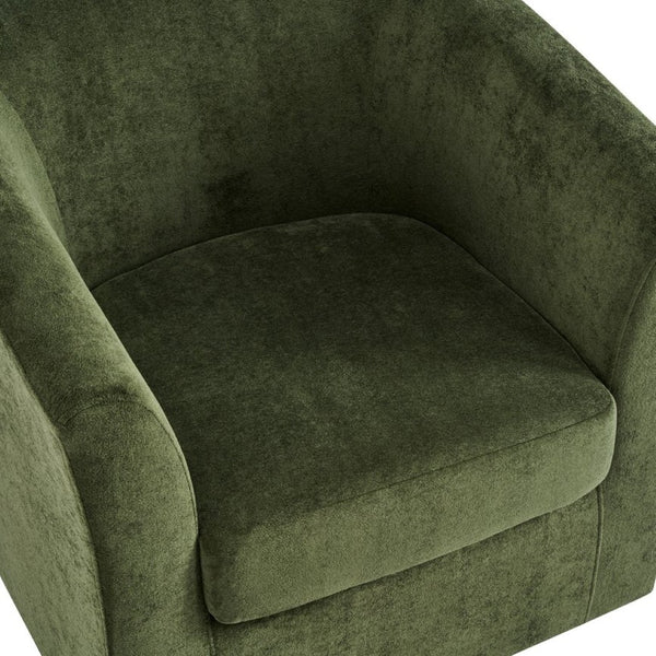 English Elm Halo Velvet Barrel Swivel Accent Chair with Bentwood Ring Base for Living Rooms Olive Green,Walnut N776P378583G