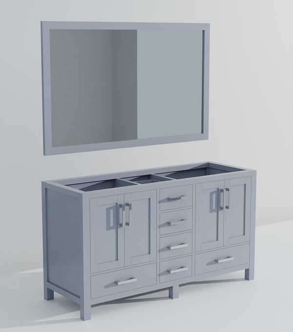 English Elm Dark Grey Double Bath Vanity With Mirror - 60" W X 22" D, Stylish Storage & Easy Installation! B2731S00515