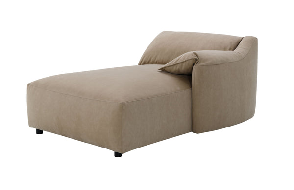 English Elm Veata Light Brown Suede Sectional Sofa with Pocket Coil Seats, Feather-Down Cushions, Chaise Comfort B2726S00537