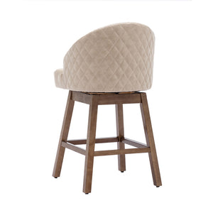 English Elm United We Win Quilted Microsuede Swivel Barstool with Wood Legs and Gold Rivet Trim Apricot W1568P361708