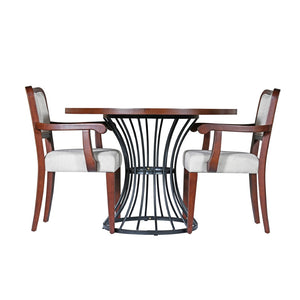 English Elm 42" Round Oak Veneer Pedestal Dining Set with Upholstered Chairs for Kitchen Nooks N842S000126D