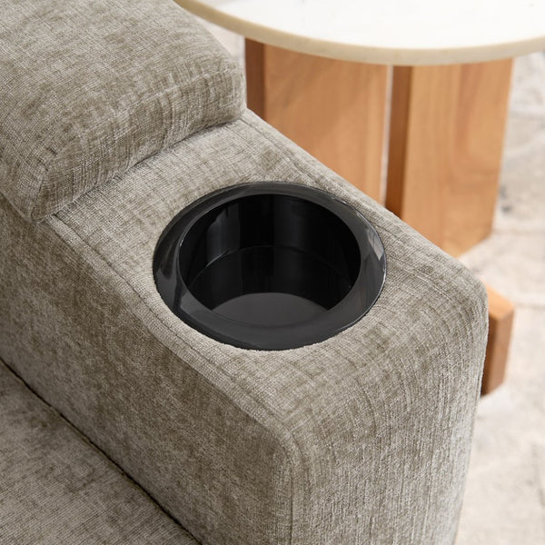 English Elm Single Chenille Manual Recliner with Usb Port Hidden Storage Ottoman and Cup Holders Brown W487P423653