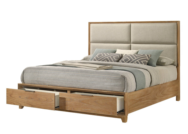 English Elm 1Pc King Storage Platform Bed With Ultra-Plush Headboard, Solid Wood Frame & Footboard Drawers B2741S00702