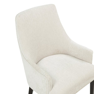 English Elm Beever Wood Chenille Armchair - Elegant Cream Upholstered Accent Chair With Ergonomic Support B365P397713