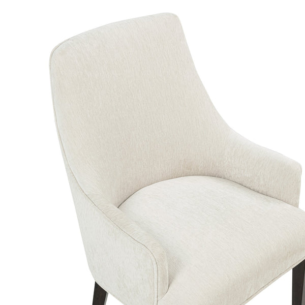 English Elm Beever Wood Chenille Armchair - Elegant Cream Upholstered Accent Chair With Ergonomic Support B365P397713