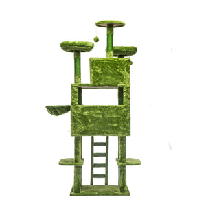 English Elm Large 7 Tier Plush Cat Tree with Dual Condos Hammock Sisal Posts for Multi Cat Homes Green W1578P447622