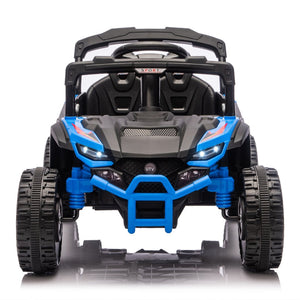 English Elm 24v Kids Utv Ride on with Dual 80w Motors Remote Control and Four Wheel Suspension Blue W1578P342132