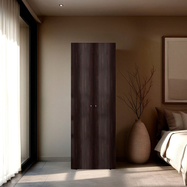 English Elm Stained Walnut 2-Door Wardrobe Cabinet - Elegant, Space-Saving Storage Solution For Small Spaces B062P373780-GIGA