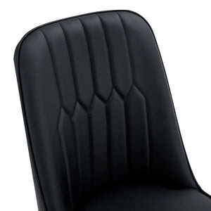 English Elm 8 Black Pu Upholstered Dining Chairs with Gold Legs Ergonomic Curved Backrest W1151S03045