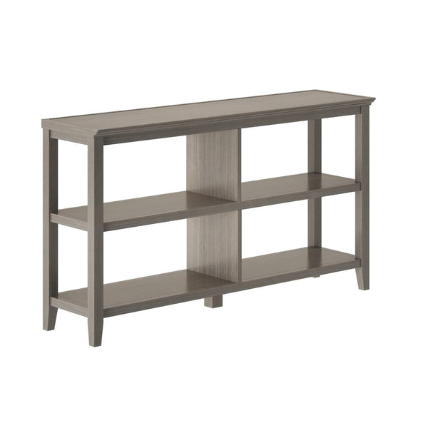 English Elm Wood Open Shelf Bookcase Walnut Finish Mid Century Modern Low Profile Living Room Gray Wash B2751P436407