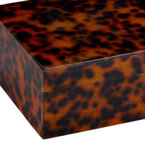 Faux Tortoise Decorative Box Set of 2 – Timeless Brown & Black Accent Storage for Any Home Style