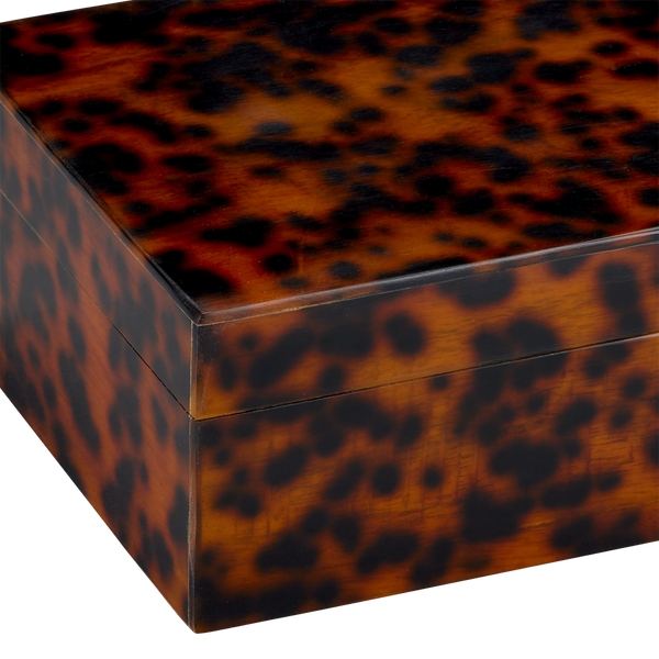 Faux Tortoise Decorative Box Set of 2 – Timeless Brown & Black Accent Storage for Any Home Style