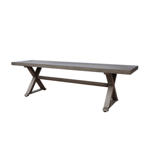 English Elm Christopher Knight Home® - Modern Outdoor Aluminum Dining Bench with X-Shape Legs, Durable Dark Gray Seating for Patio Guests 66537.00DGRY