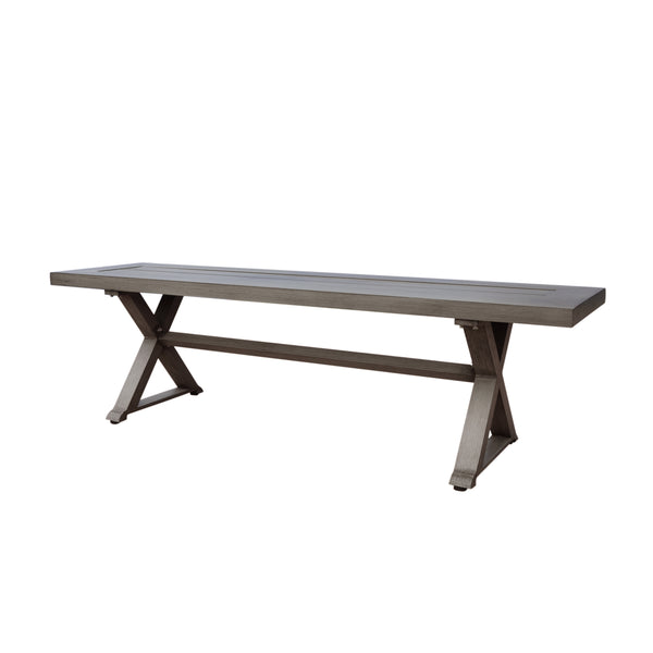 English Elm Christopher Knight Home® - Modern Outdoor Aluminum Dining Bench with X-Shape Legs, Durable Dark Gray Seating for Patio Guests 66537.00DGRY