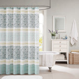 Madison Park Dawn Cottage/Country Cotton Shower Curtain MP70-2493 Aqua