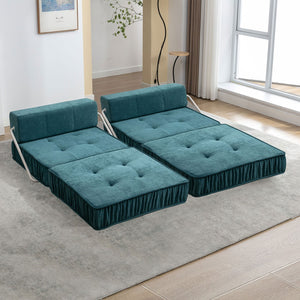English Elm Green Chenille Floor Sofa Convertible Futon Chair with Modular Sleeping Support Green W3612P376637