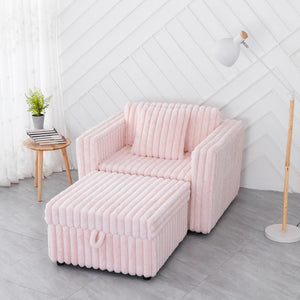 English Elm 44.9"Soft Modular Sofa with Removable Zipper Cushions, Hidden Hydraulic Storage, Easy Cleanability Light Pink W1767S00015