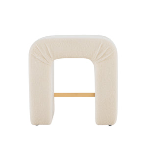 English Elm Christopher Knight Home® - 24''Boucle Modern Inverted U-Shape Stool Set of 2 — Cream Bouclé Upholstery, Rubberwood Legs, 24" Seat N780P187017C
