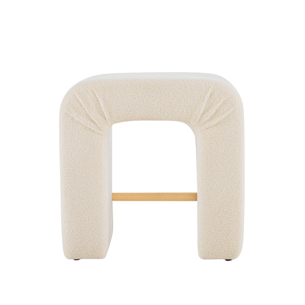 English Elm Christopher Knight Home® - 24''Boucle Modern Inverted U-Shape Stool Set of 2 — Cream Bouclé Upholstery, Rubberwood Legs, 24" Seat N780P187017C