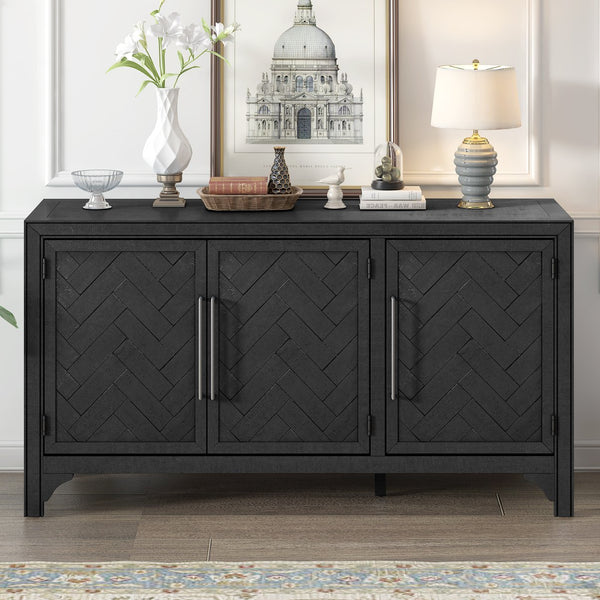 English Elm U_Style Modern Storage Cabinet Sideboard with Adjustable Shelves, Pine & MDF, 275 lb Top Capacity, Versatile Home Use N711P283696B