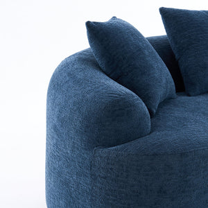 English Elm LY-025S Curved Loveseat Compact 65" Space-Saving Chenille Upholstery, 30D Foam+Spring Comfort Blue W2231P261298