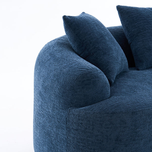 English Elm LY-025S Curved Loveseat Compact 65" Space-Saving Chenille Upholstery, 30D Foam+Spring Comfort Blue W2231P261298
