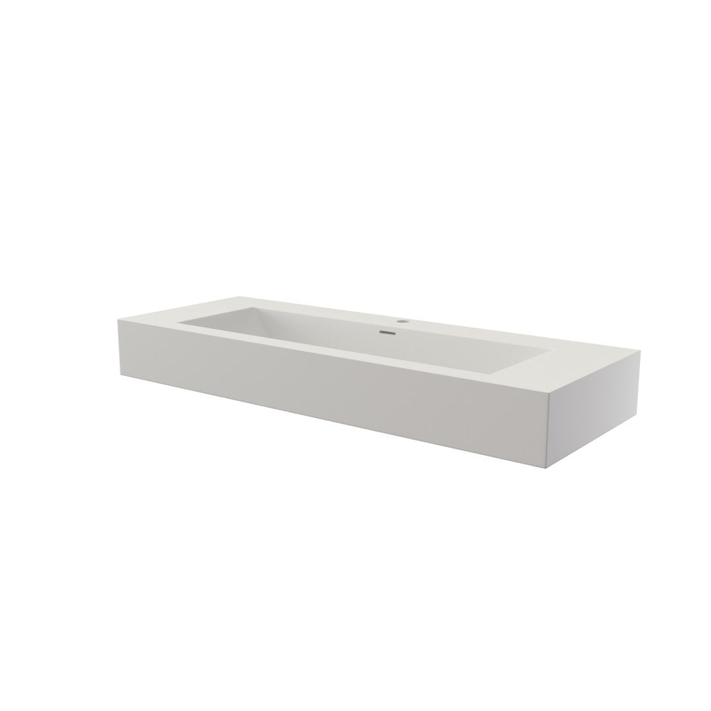 English Elm 48 Inch Matte White Solid Surface Bathroom Basin Rectangular Vanity Sink Modern T3785P491212