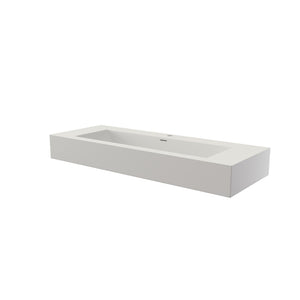 English Elm 48 Inch Matte White Solid Surface Bathroom Basin Rectangular Vanity Sink Modern T3785P491212