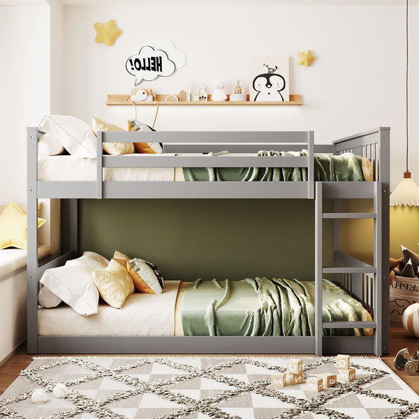 English Elm Full Over Bunk Bed Pine Frame Gray Finish Kids Guest Room Sleep Solution LT100207AAE