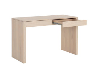 Sunpan Dutad Modern Desk In Light Oak - Sleek Design With Dual Discrete Drawers For Ultimate Inspiration Brown Wood 109180
