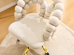 English Elm Modern Velvet Bubble Back Swivel Chair Glam Upholstered Seat for Vanity or Desk Beige,Gold W3875P442948