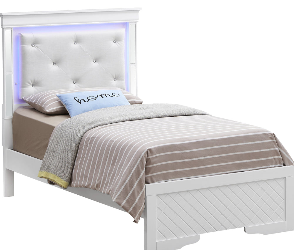 English Elm Elegant Twin Bed In Silver Champagne - Modern Transitional Design With Durable Support & Easy Assembly B078S00534