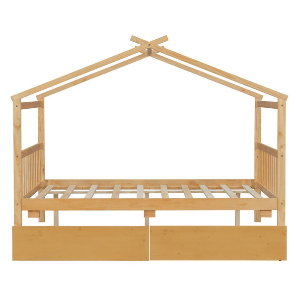 English Elm Twin House Bed Solid Pine Kids Cottage Frame with Storage Drawers Imaginative Room N708P309247M