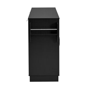 English Elm U_style Contemporary Buffet Cabinet Melamine Mdf Dining Room Storage with Adjustable Shelves Black N711P437643B