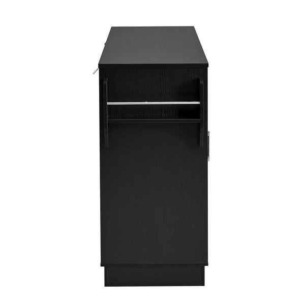 English Elm U_style Contemporary Buffet Cabinet Melamine Mdf Dining Room Storage with Adjustable Shelves Black N711P437643B