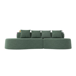 English Elm Modern Half Moon Chenille Sectional Three Seat Curved Sofa for Living Room or Apartment Green W395P435345