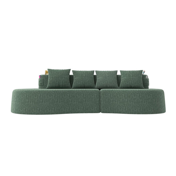English Elm Modern Half Moon Chenille Sectional Three Seat Curved Sofa for Living Room or Apartment Green W395P435345