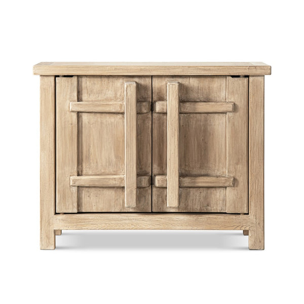 English Elm Rowan Reclaimed Pine Two Door Accent Cabinet with Carved Handles Rustic Storage B2719P474453