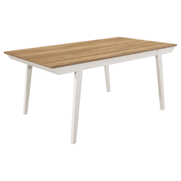 English Elm Prospect Natural Acacia Rectangular Dining Table with Off-White Flared Legs, Angled Apron Chic B062P358451