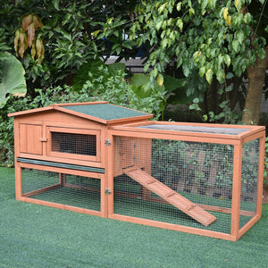 English Elm Pawhut 2-Story Rabbit Hutch With Detachable Run, Weather-Resistant, Easy-Clean Design For Indoor/Outdoor Use W2225P200580-GIGA
