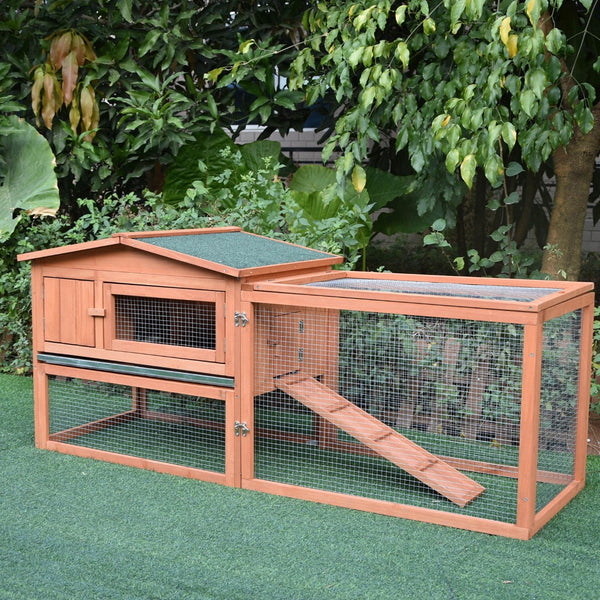 English Elm Pawhut 2-Story Rabbit Hutch With Detachable Run, Weather-Resistant, Easy-Clean Design For Indoor/Outdoor Use W2225P200580-GIGA