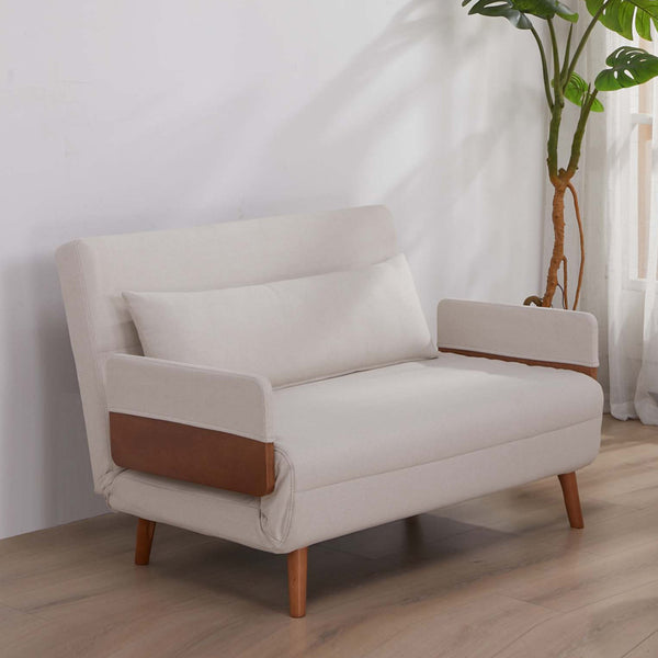English Elm TRIO Extra Loveseat sleeper sofa bed converts in 10s with 3-position backrest, breathable linen, silent hinges for small spaces Beige W3391P325413