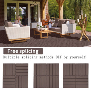English Elm Plastic Interlocking Deck Tiles 44 Pack Waterproof Snap Together Poolside Patio Floor W2882P204154